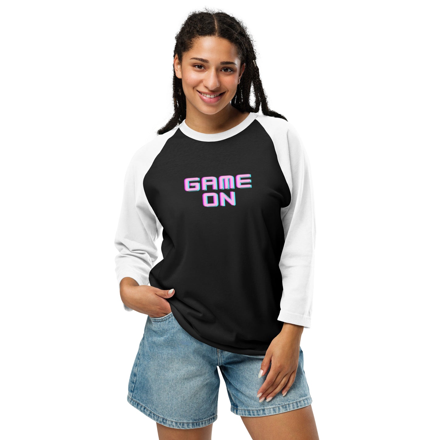 Ladies 3/4 Sleeve Raglan Shirt - Game On | Trenddotcom