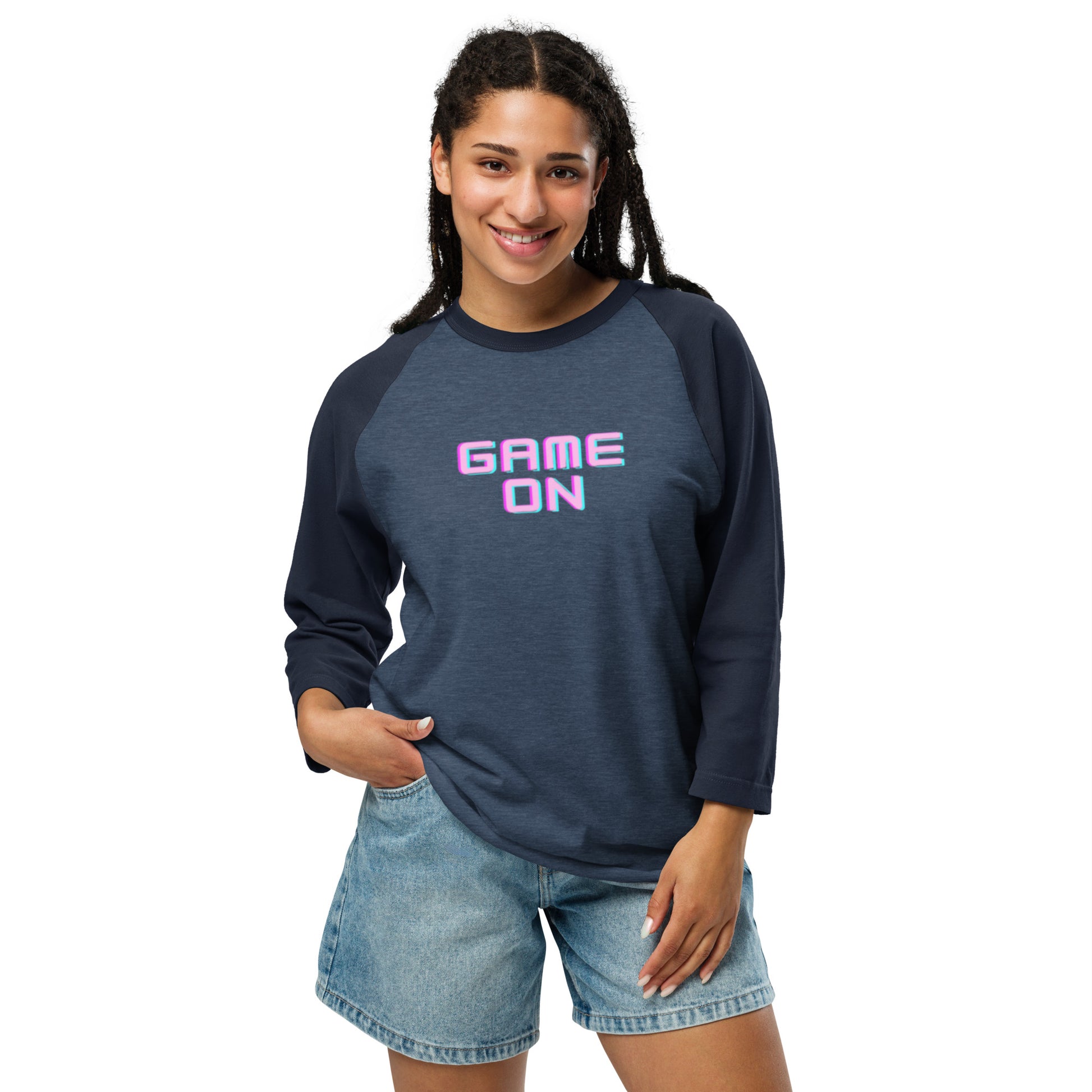 Ladies 3/4 Sleeve Raglan Shirt - Game On | Trenddotcom