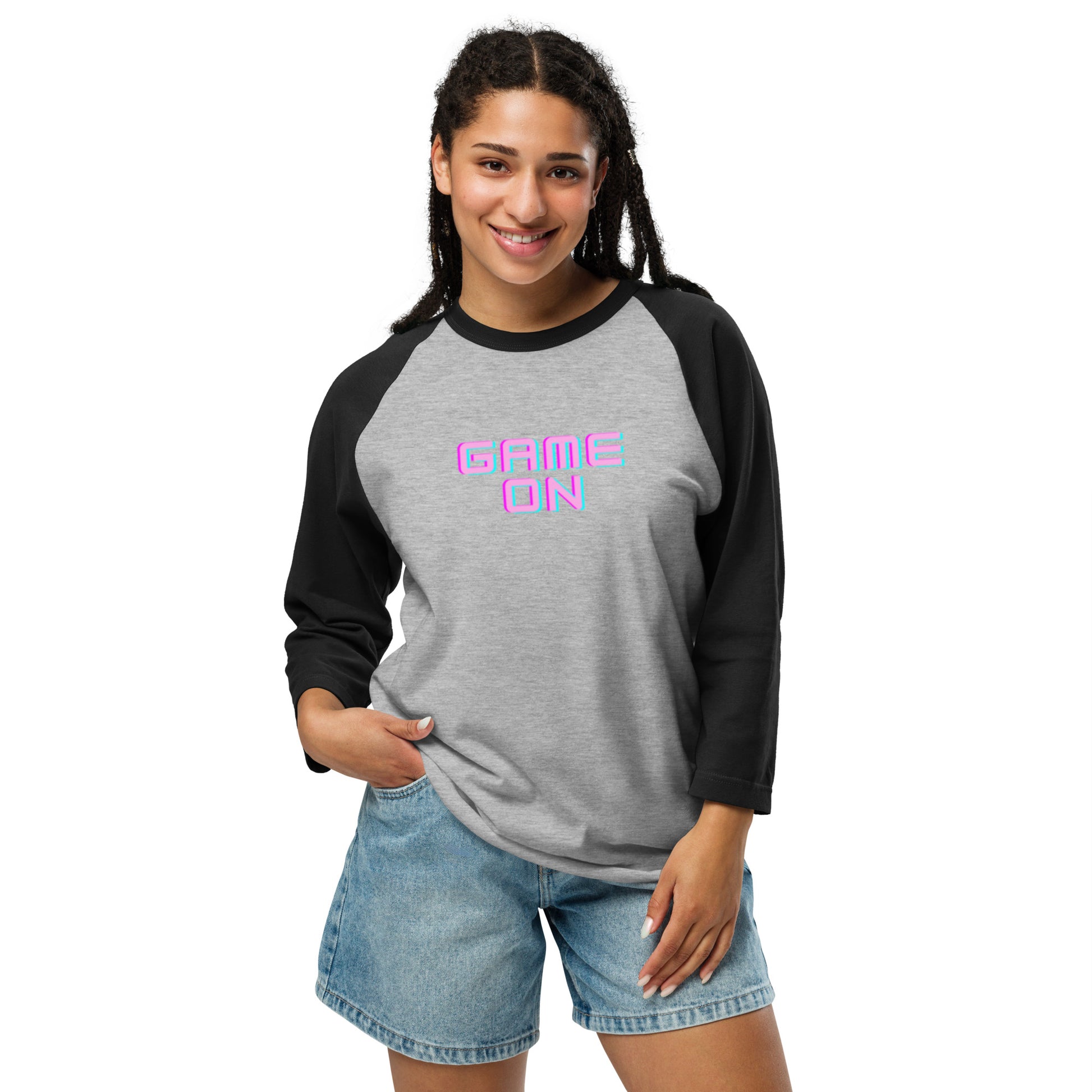 Ladies 3/4 Sleeve Raglan Shirt - Game On | Trenddotcom