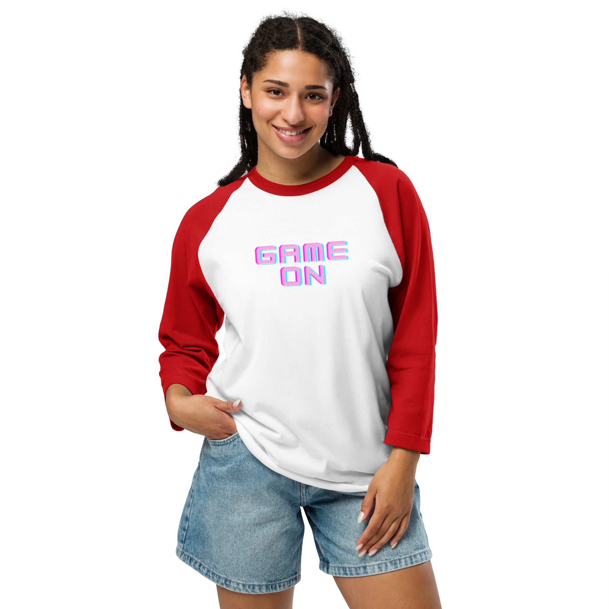 Ladies 3/4 Sleeve Raglan Shirt - Game On | Trenddotcom