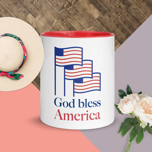 Mug with Red Color Inside - God Bless America