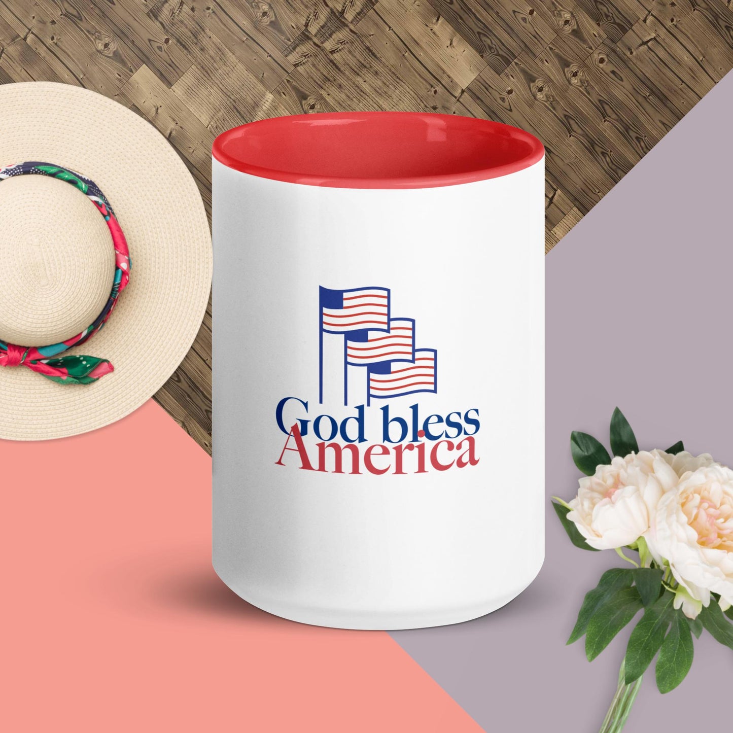 Mug with Red Color Inside - God Bless America